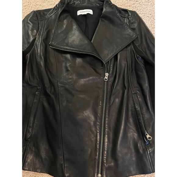 Nordstrom Black Leather Biker Jacket - Picture 7 of 7